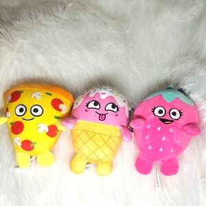 Squishy Ishies Plush Set Of 3 - featuring A Strawberry, Icecream, And Pizza